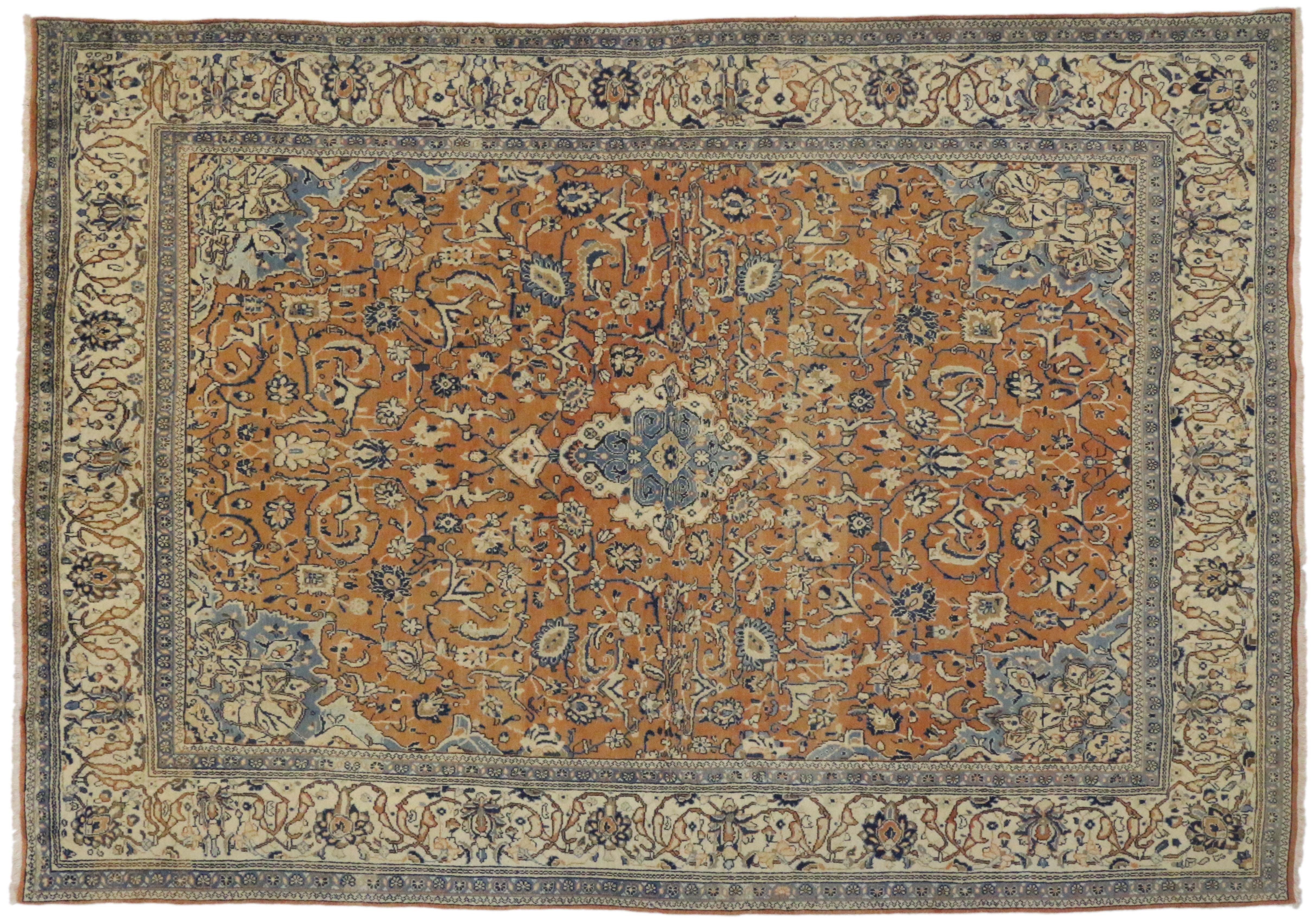 Hand-Knotted Vintage Persian Mahal Rug With Victorian Style For Sale