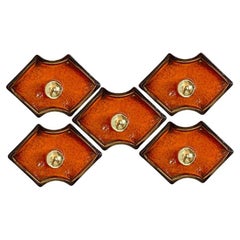 Orangefarbene und braune keramische Wandleuchten/Flush Mounts Keramik, Deutschland, 1960er Jahre