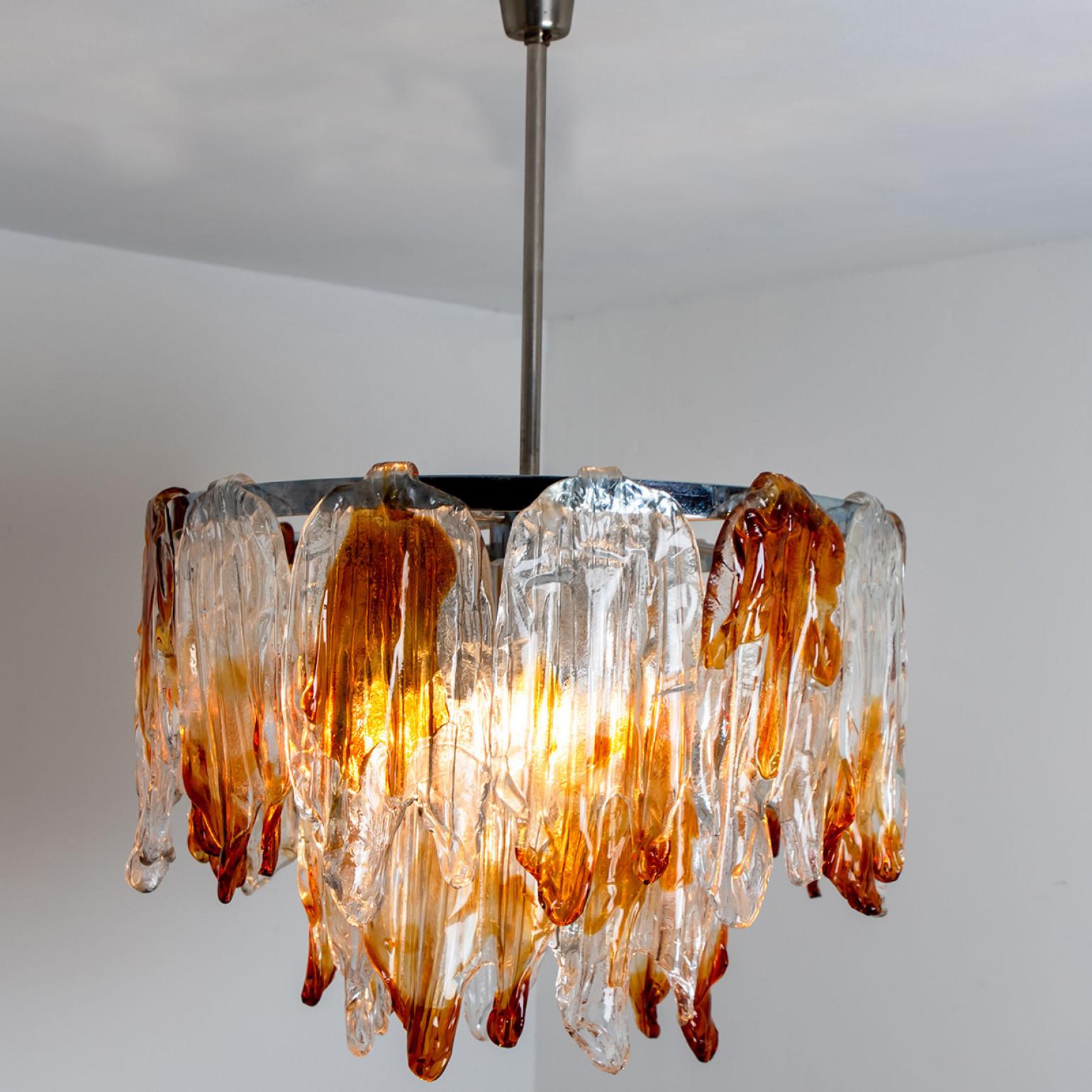 Other Orange and Clear Murano Glass Chandelier by Mazzega, 1960s For Sale
