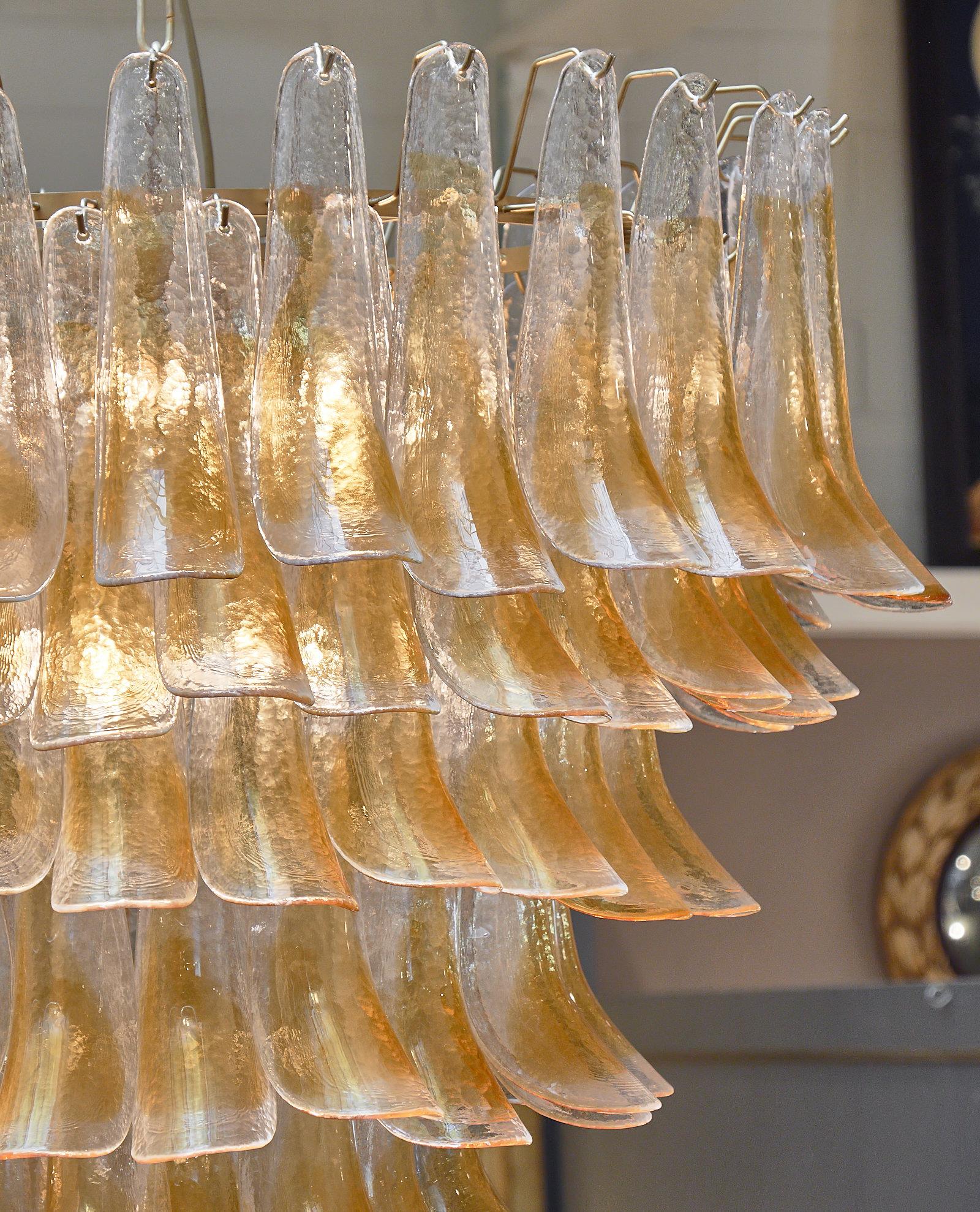 XXIe siècle et contemporain Lustre « Selle » en verre de Murano orange et transparent en vente