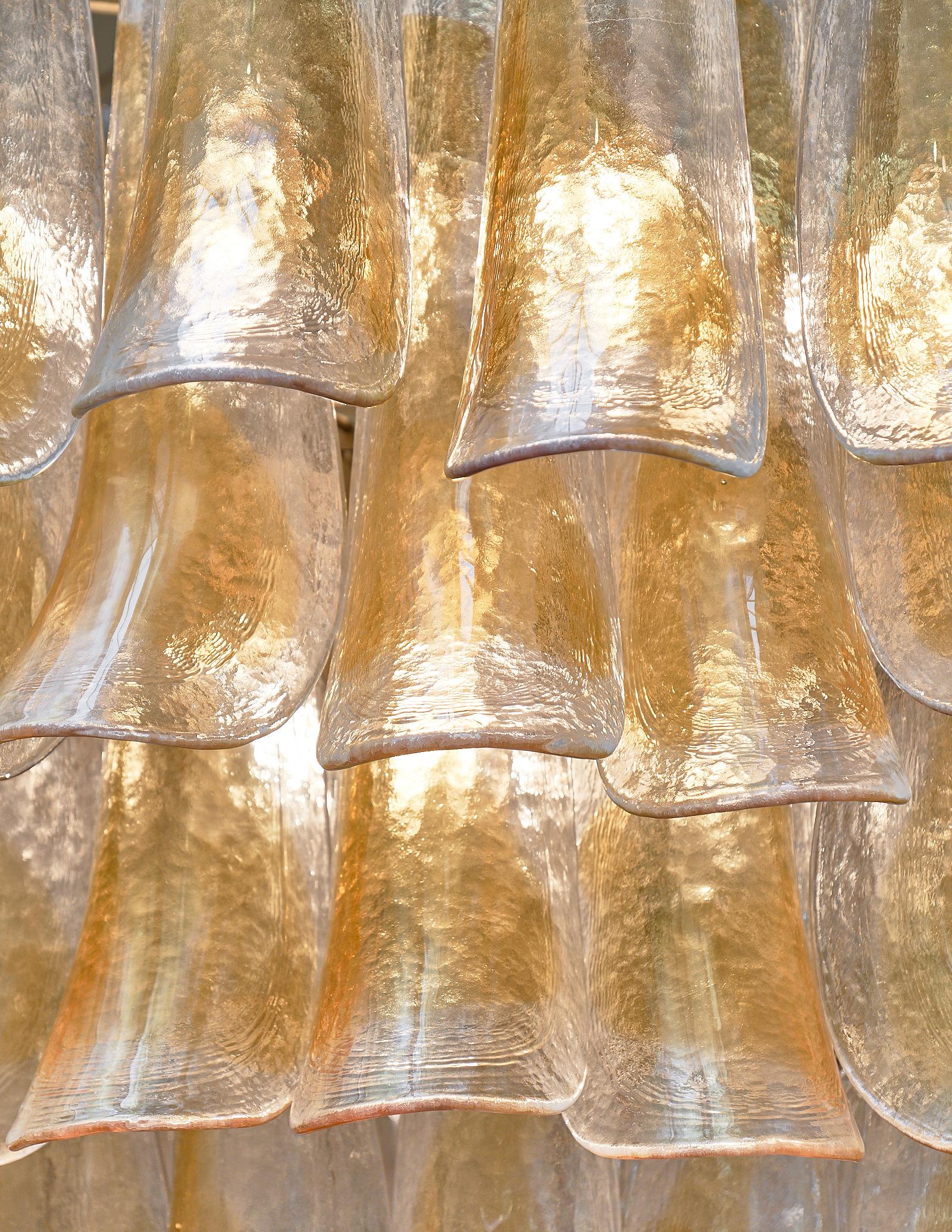 Verre de Murano Lustre « Selle » en verre de Murano orange et transparent en vente