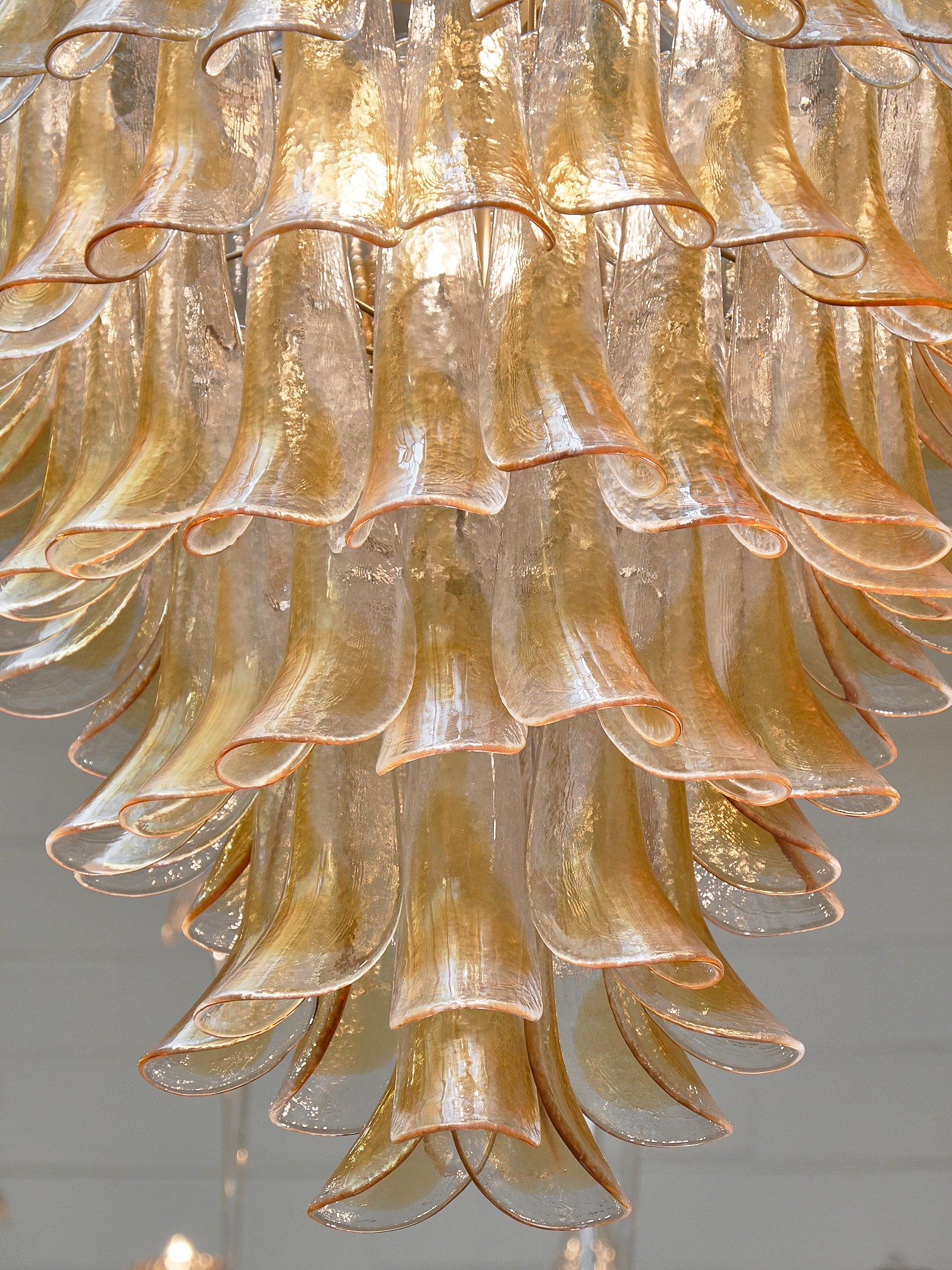 Orange and Clear Murano Glass “Selle” Chandelier For Sale 2