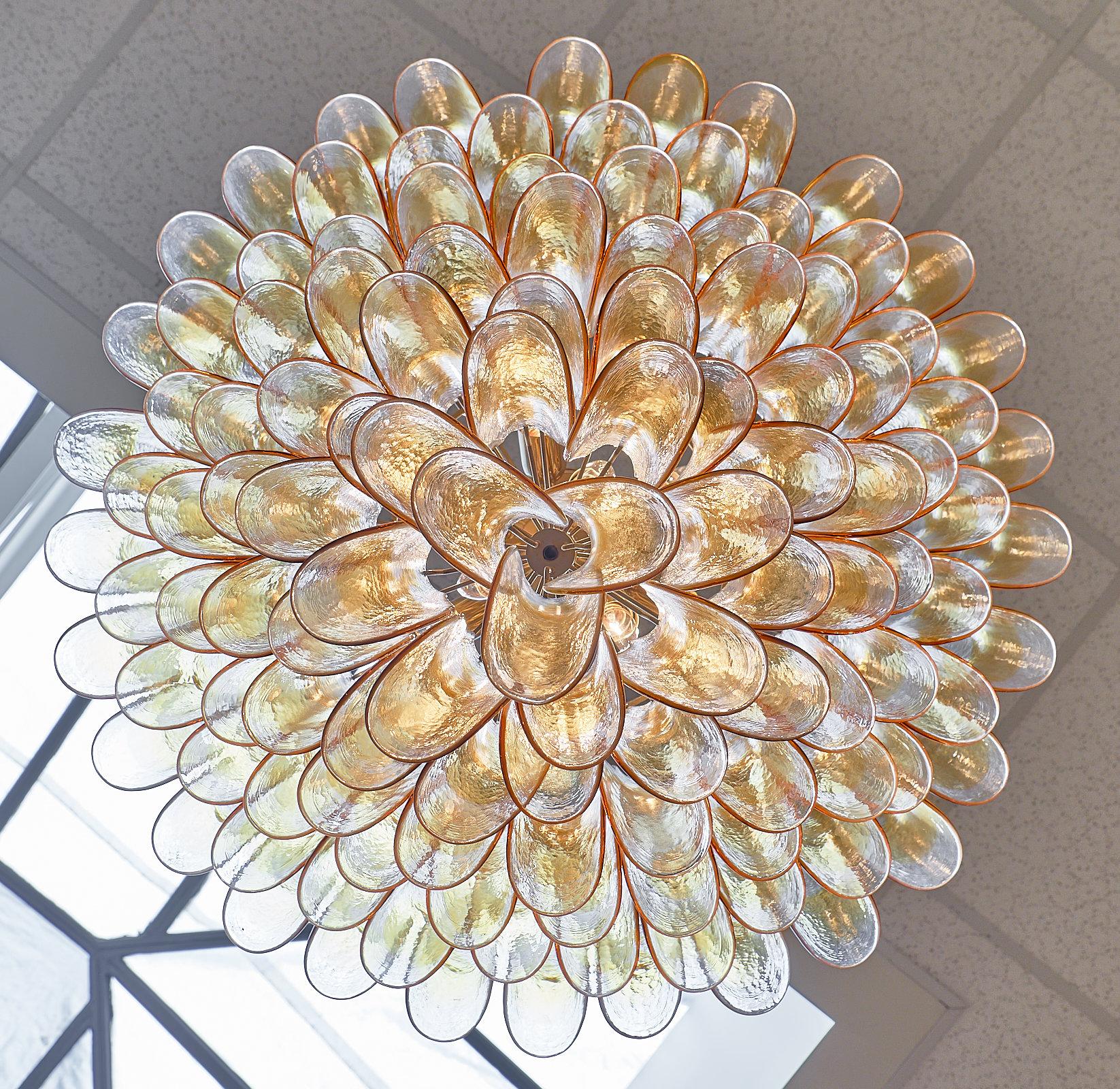 Orange and Clear Murano Glass “Selle” Chandelier For Sale 3