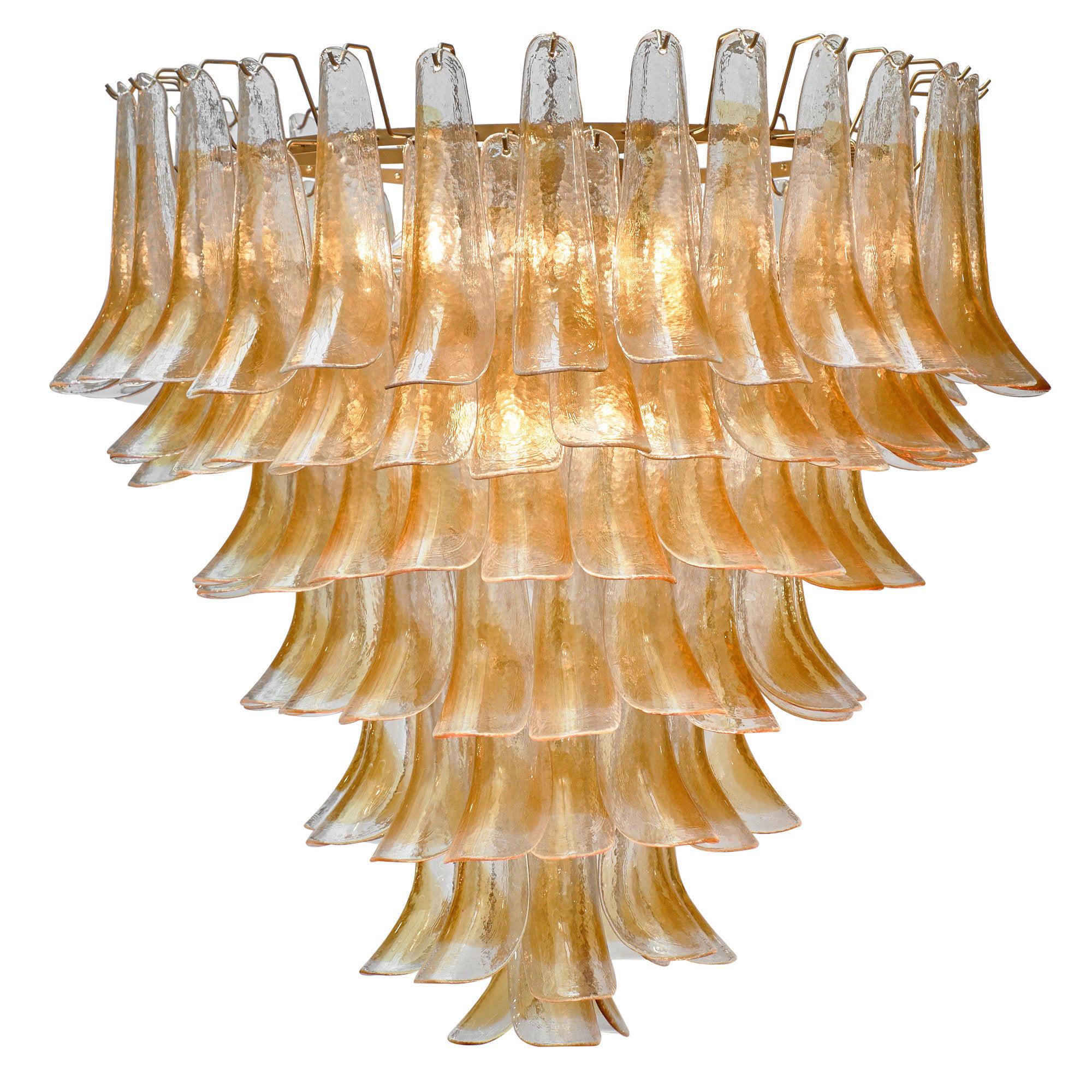 Orange and Clear Murano Glass “Selle” Chandelier