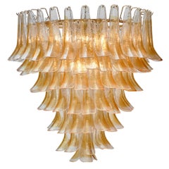 Lustre « Selle » en verre de Murano orange et transparent