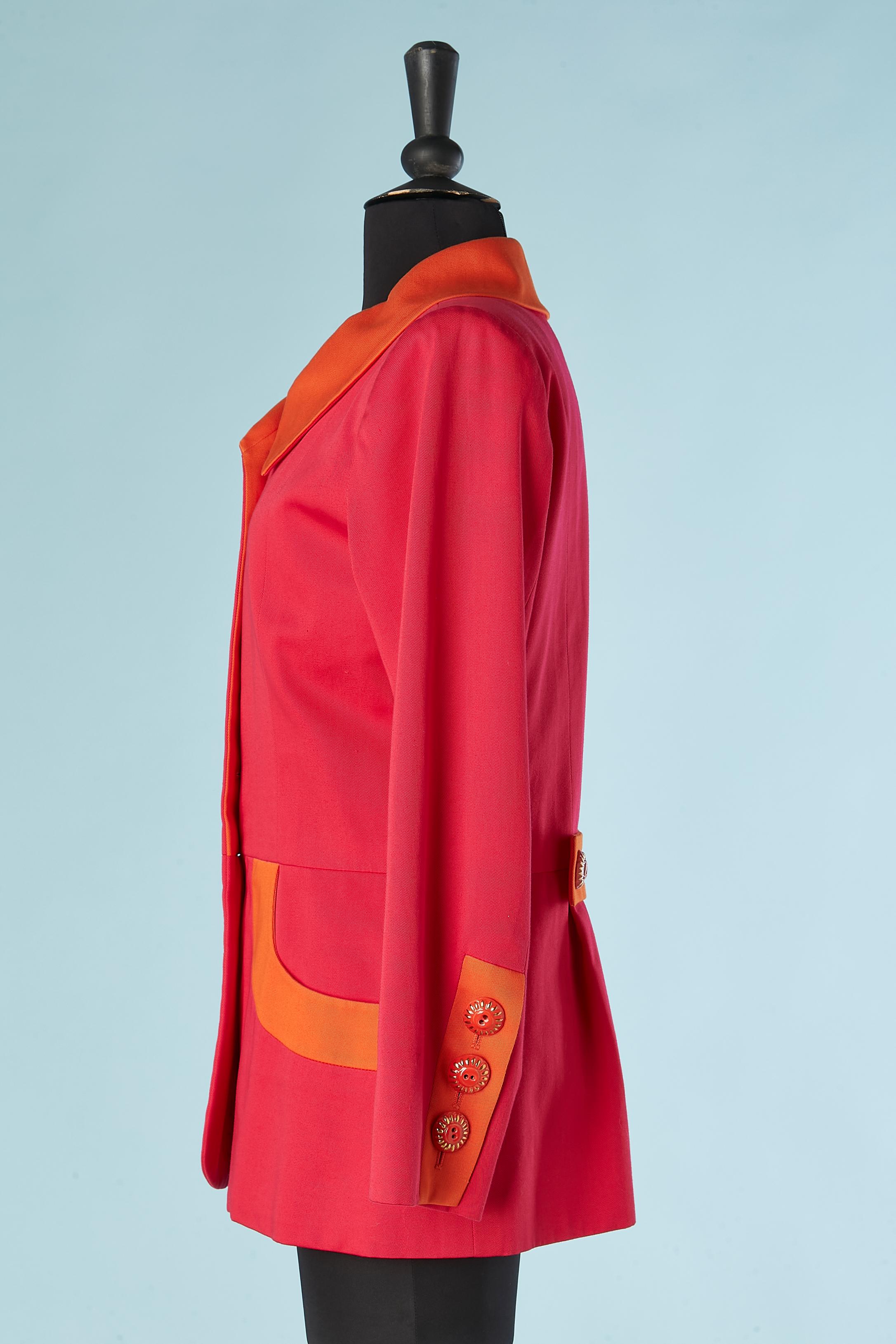Women's Orange and fushia jacket with ceramic buttons Yves Saint Laurent Rive Gauche  For Sale