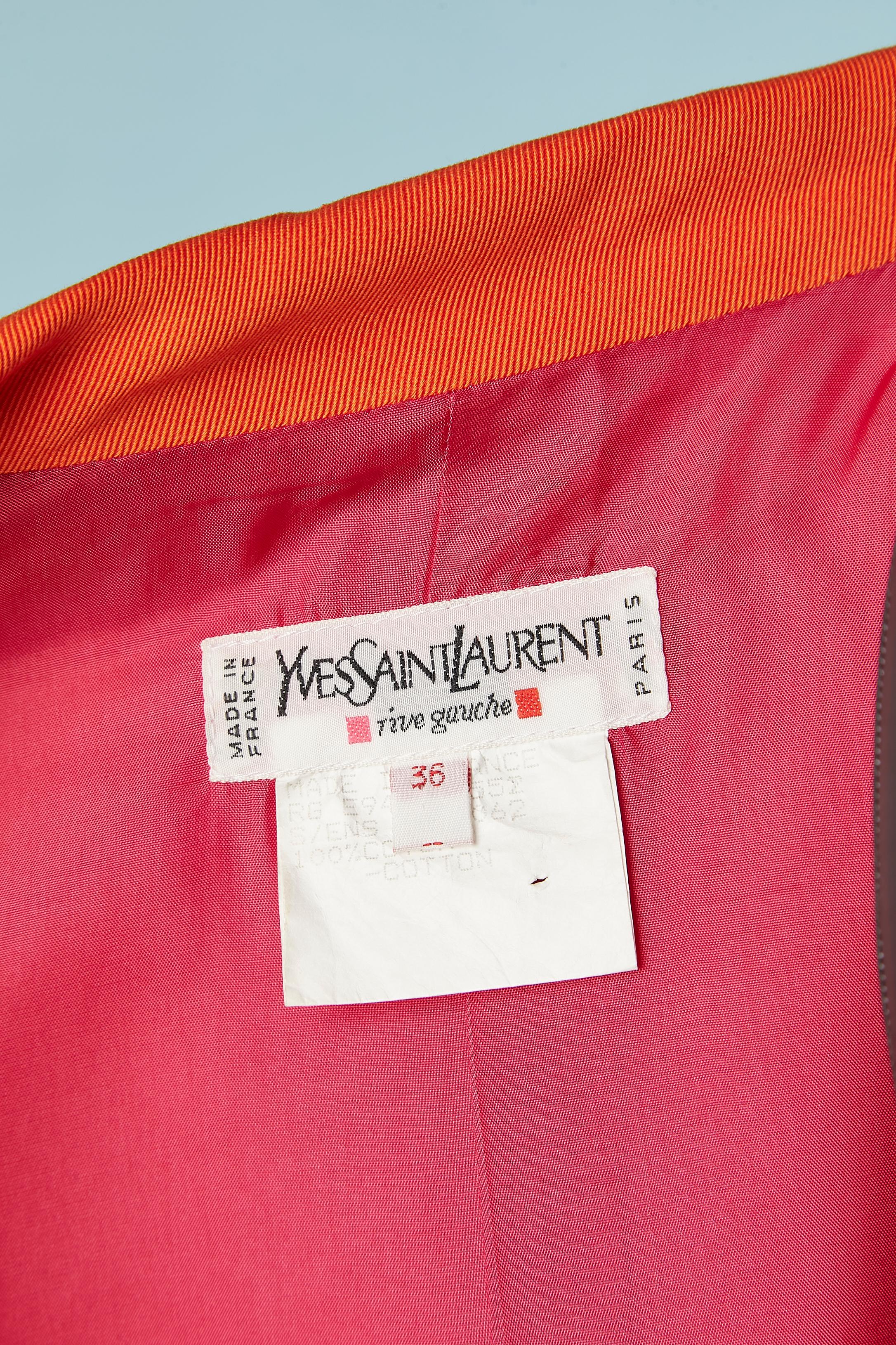 Orange und fushia-Jacke mit Keramikknöpfen von Yves Saint Laurent Rive Gauche  im Angebot 2