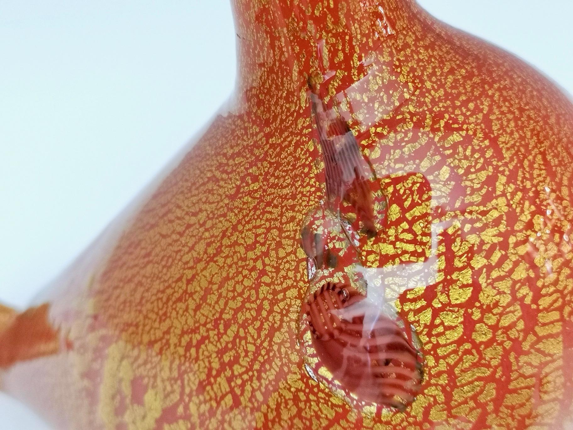 Orange and Gold Blown Glass Dove by Giulio Radi for Avem, Italy 2