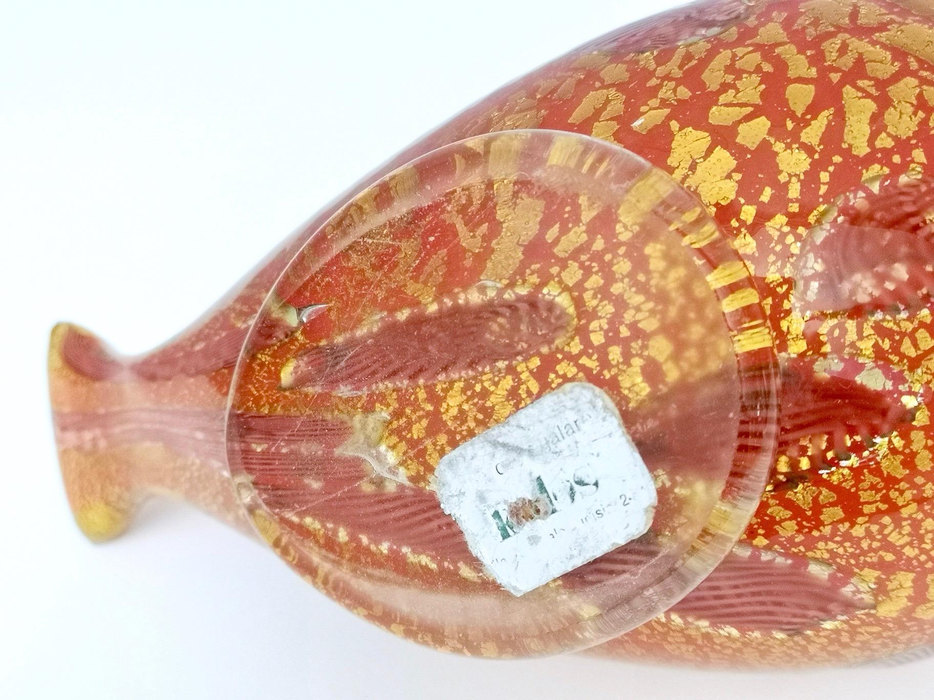 Orange and Gold Blown Glass Dove by Giulio Radi for Avem, Italy 3