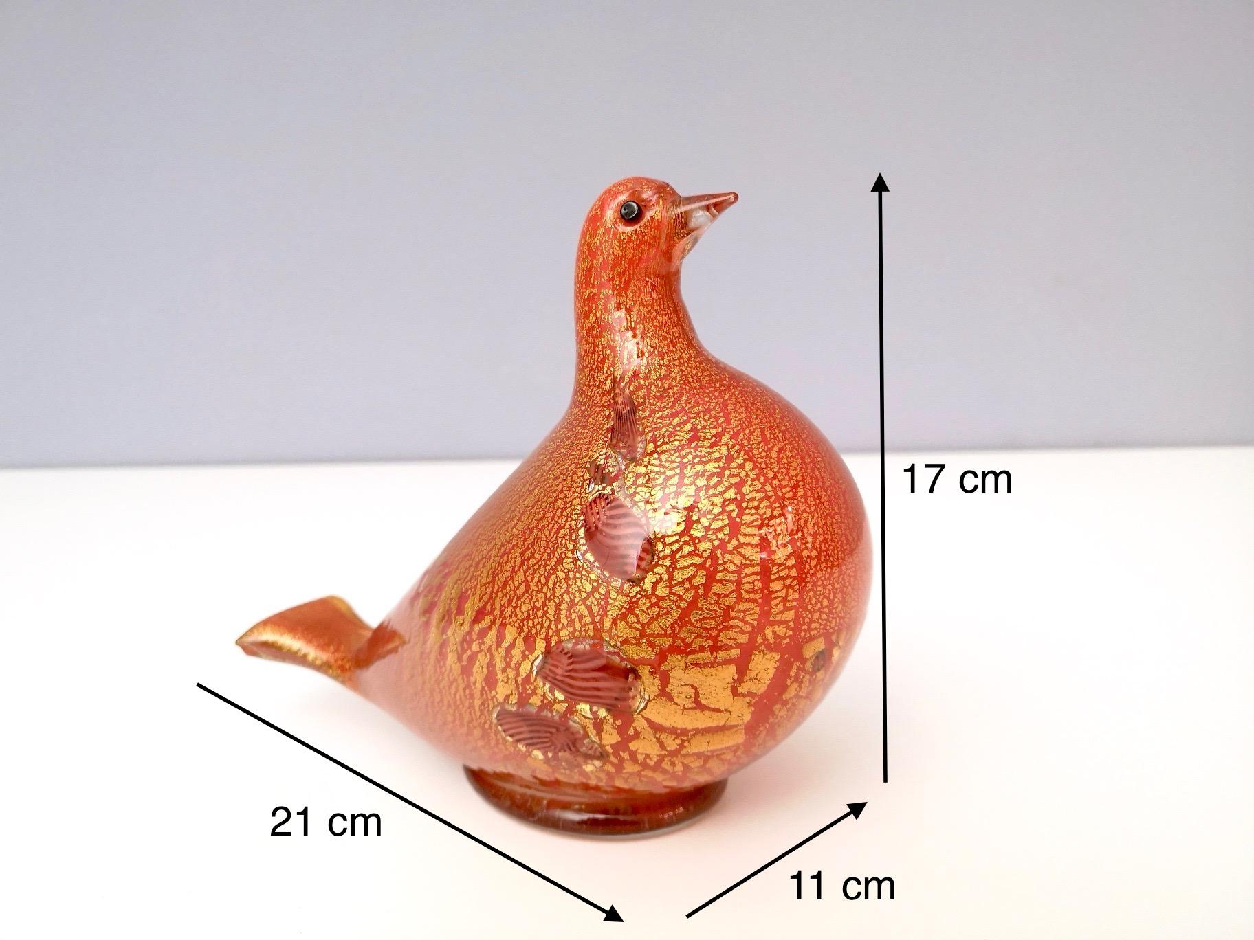 Orange and Gold Blown Glass Dove by Giulio Radi for Avem, Italy 4