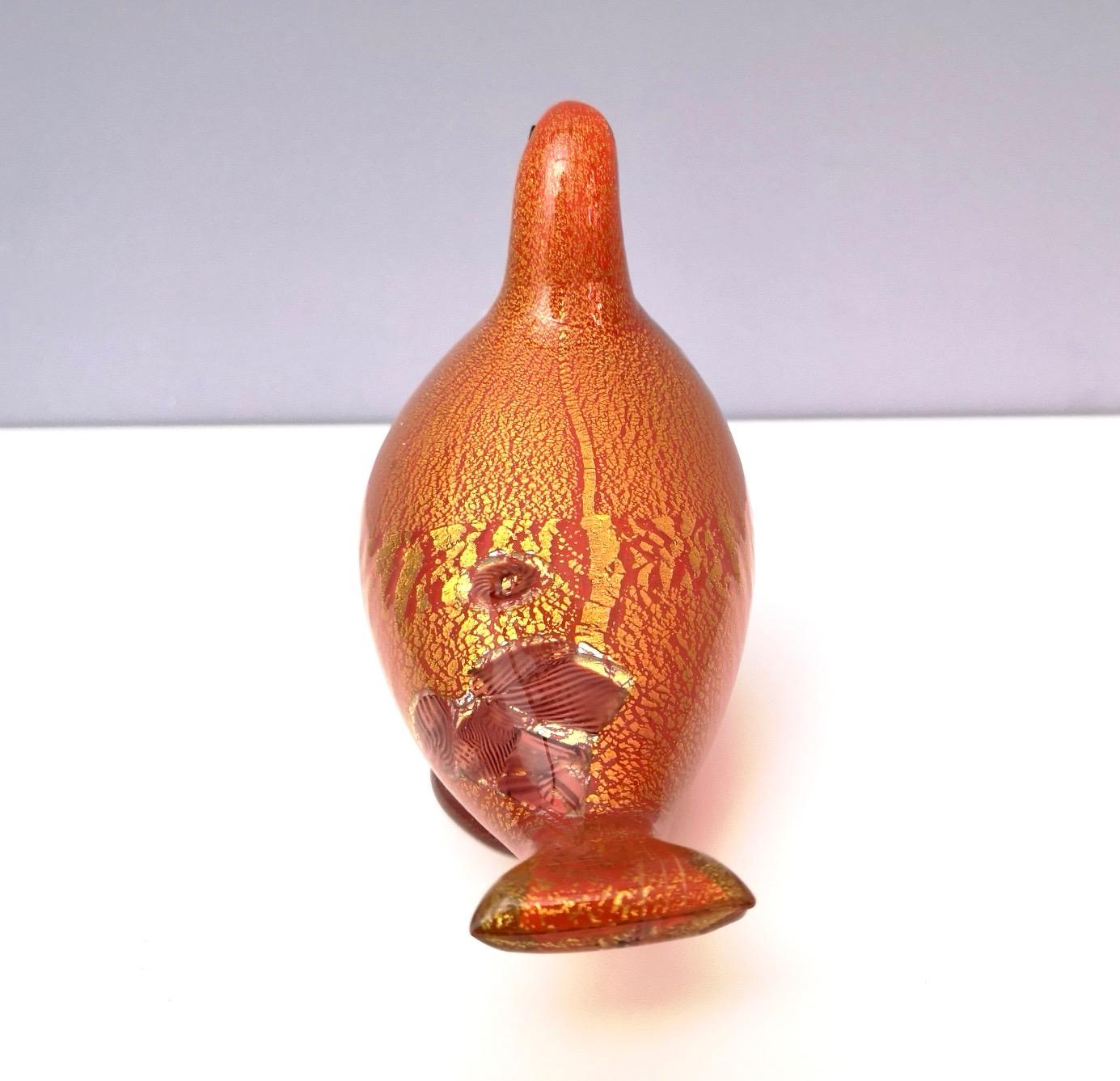 Italian Orange and Gold Blown Glass Dove by Giulio Radi for Avem, Italy