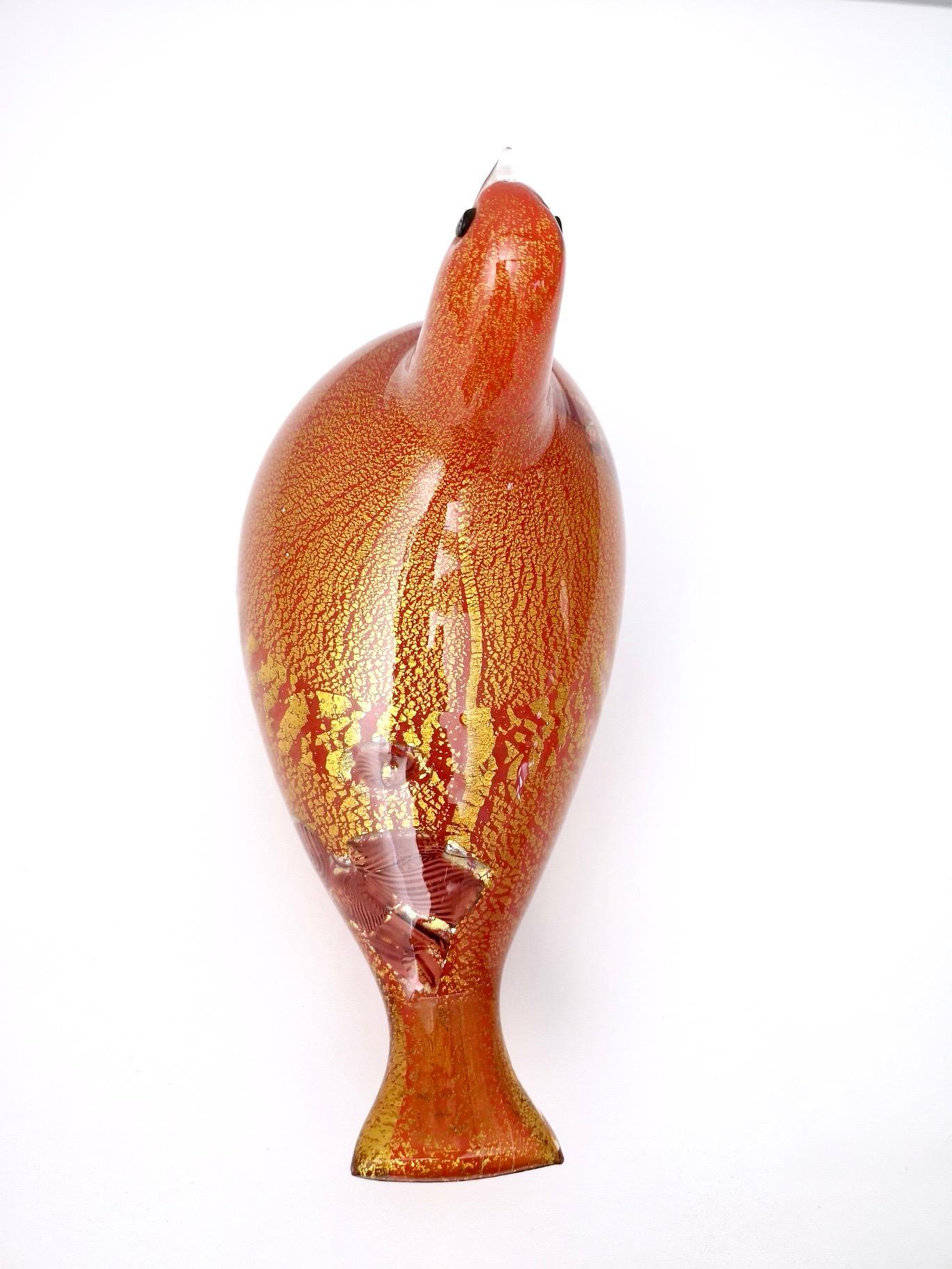 Orange and Gold Blown Glass Dove by Giulio Radi for Avem, Italy In Excellent Condition In Bresso, Lombardy