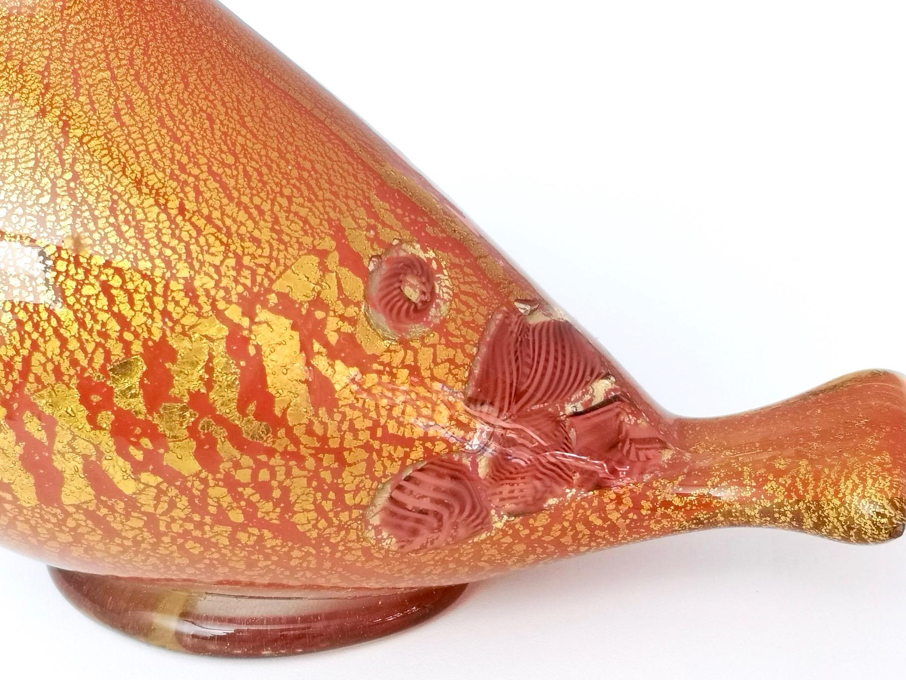Orange and Gold Blown Glass Dove by Giulio Radi for Avem, Italy 1
