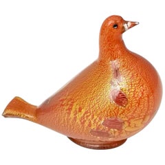 Colombe en Verre Soufflé Orange et Or par Giulio Radi pour Avem:: Italie