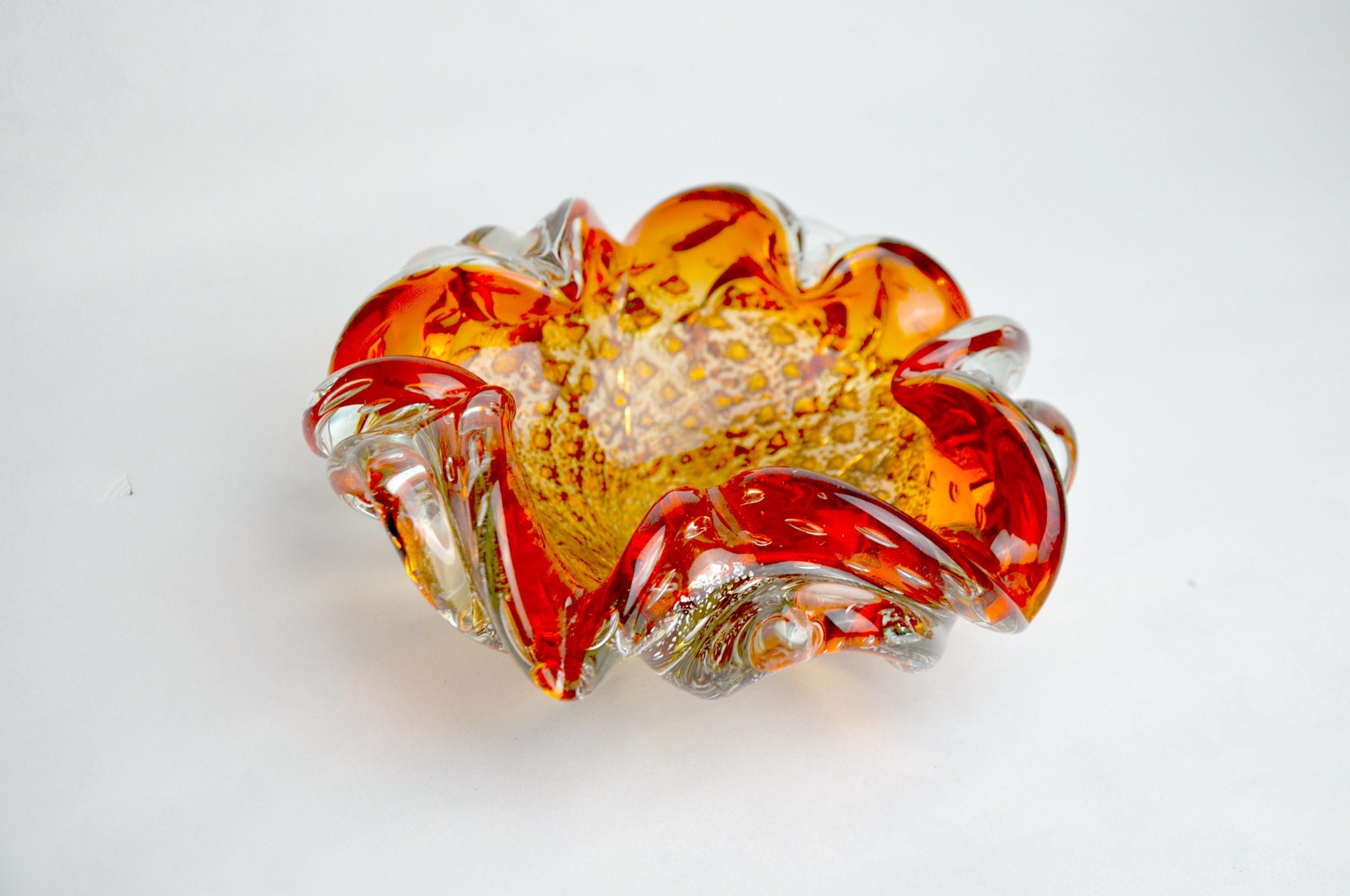 orange and gold sommerso bowl by seguso, murano glass, italy, 1970 In Good Condition For Sale In BARCELONA, ES