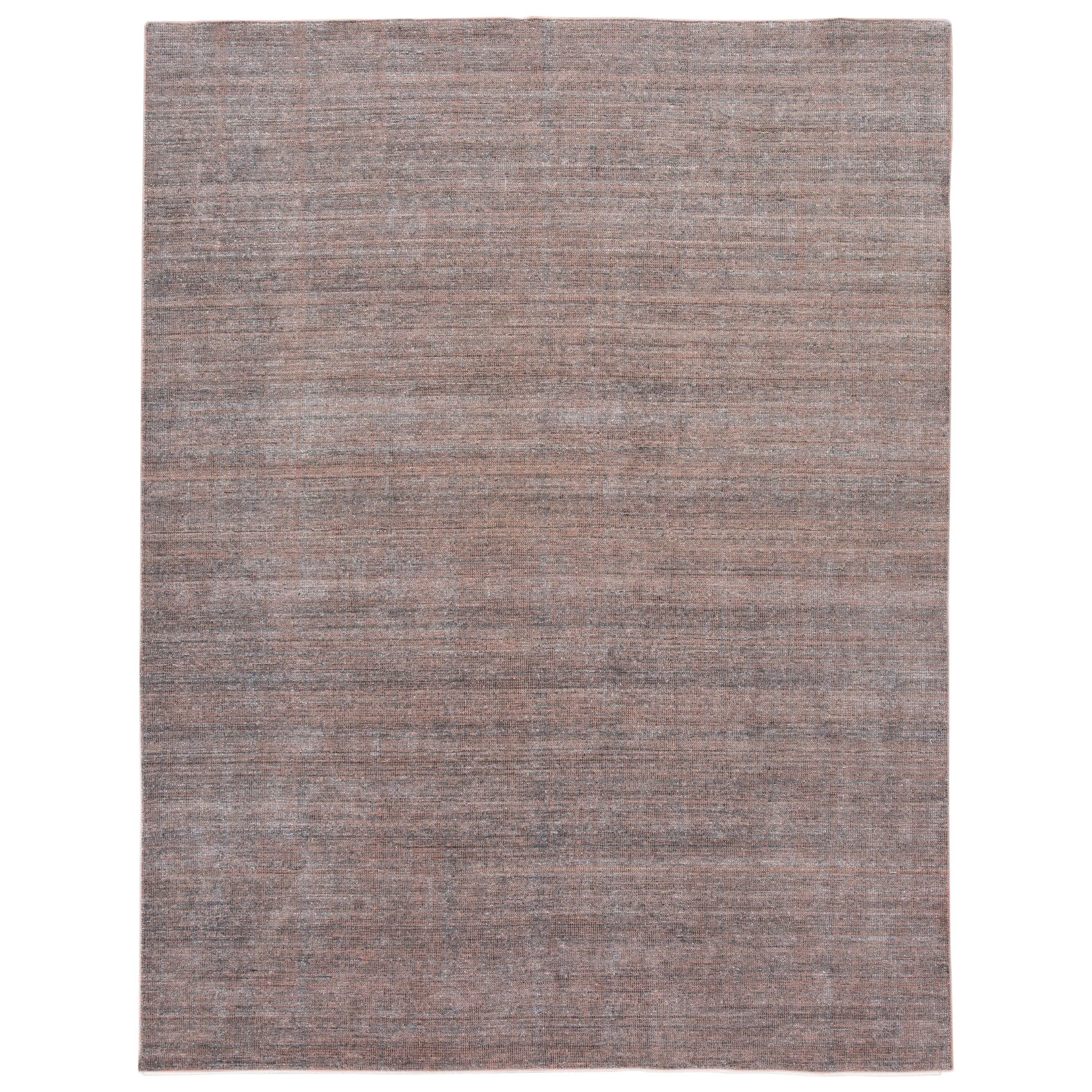 Apadana Orange and Gray Modern Bamboo/Silk Boho Handmade Rug