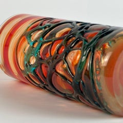 Orange and Green Art Glass Vase by Mdina c. 1980s