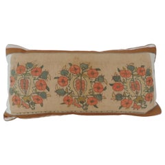 Antique Orange and Green Floral Embroidery Decorative Bolster Pillow