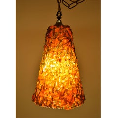 Orange and Green Spaghetti Lucite Super Goop Pendant Swag Lamp