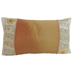 Orange and Green Turkish Silk Embroidered Lumbar Decorative Pillow