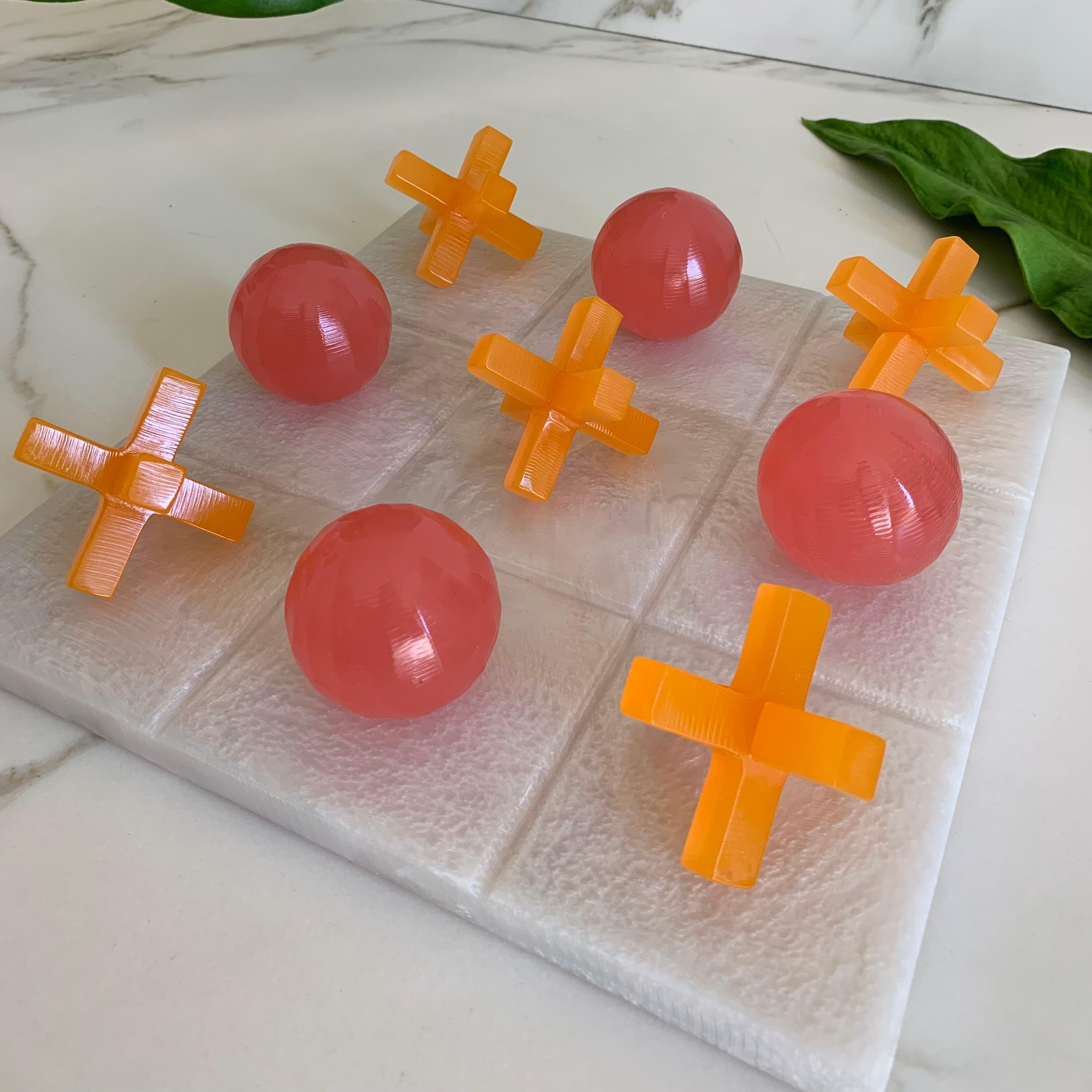 Modern Orange and Pink Resin Tic Tac Toe by Paola Valle For Sale