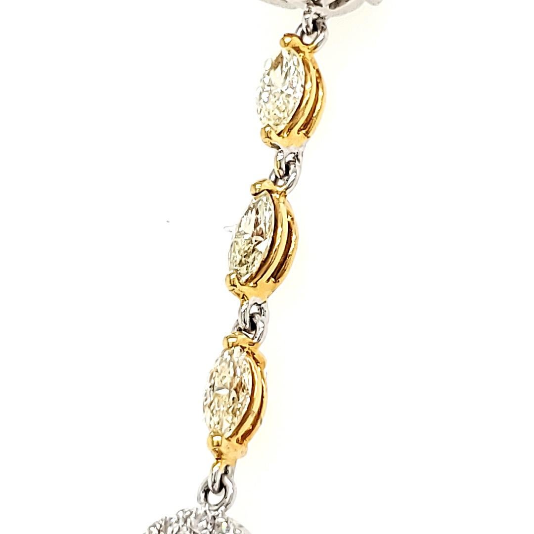 Collana di diamanti con zaffiro arancione e rosa e catena a goccia in oro bianco 18k. in vendita 1