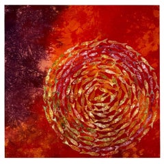 Orange and Purple Vortex Velvet Hand-Painted Tapestry