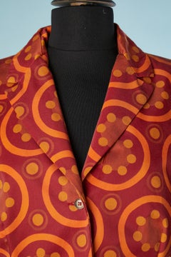 Orange and red abstract printed skirt-suit Gianfranco Ferré