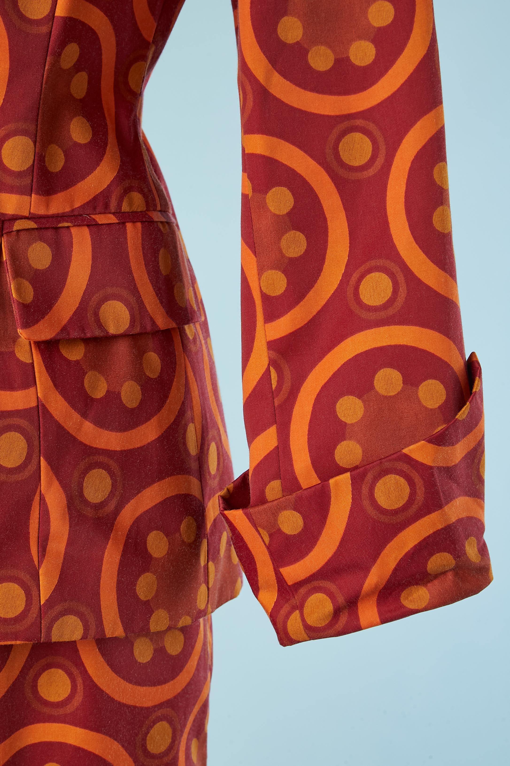 Red Orange and red abstract printed skirt-suit Gianfranco Ferré  For Sale