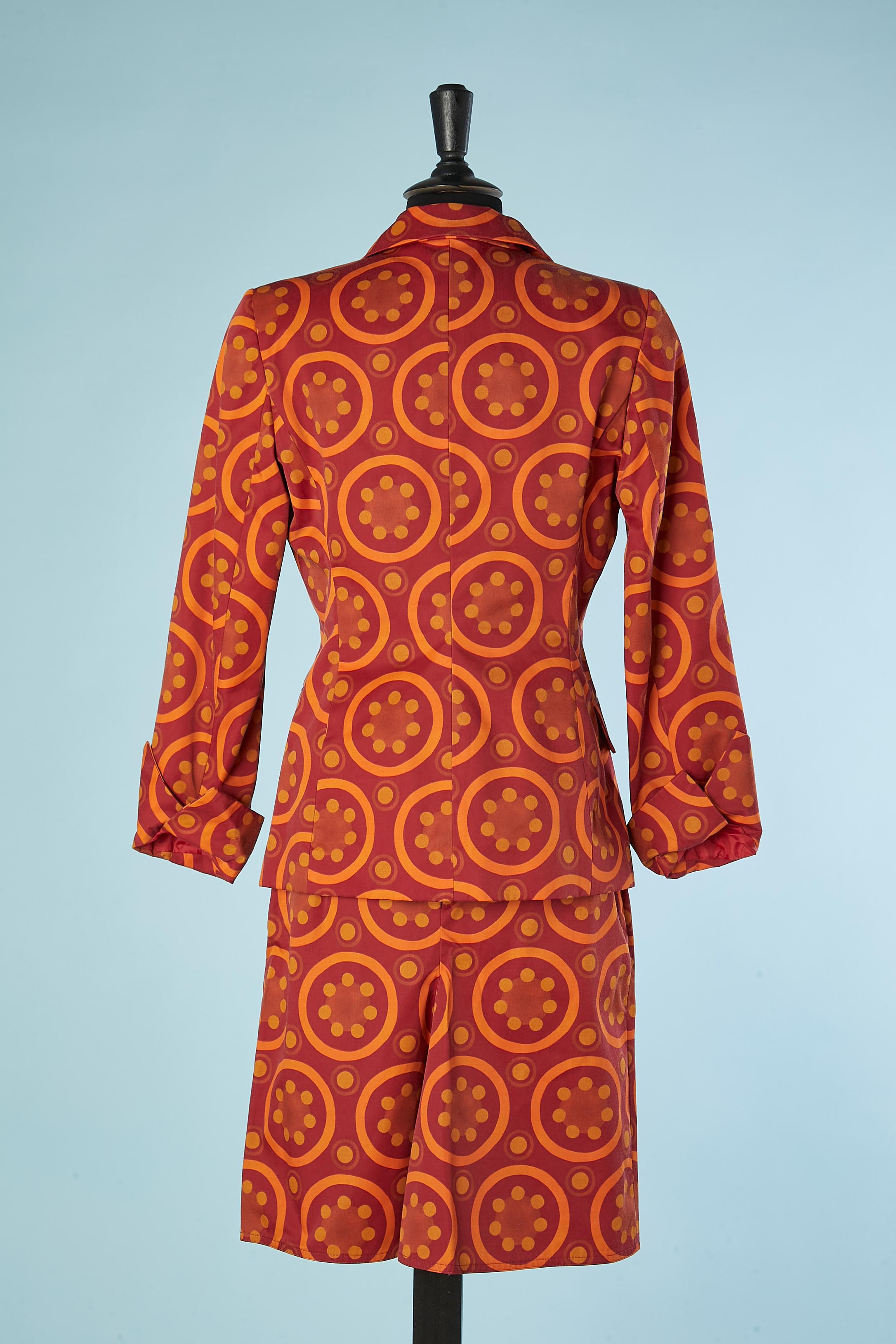 Women's Orange and red abstract printed skirt-suit Gianfranco Ferré  For Sale