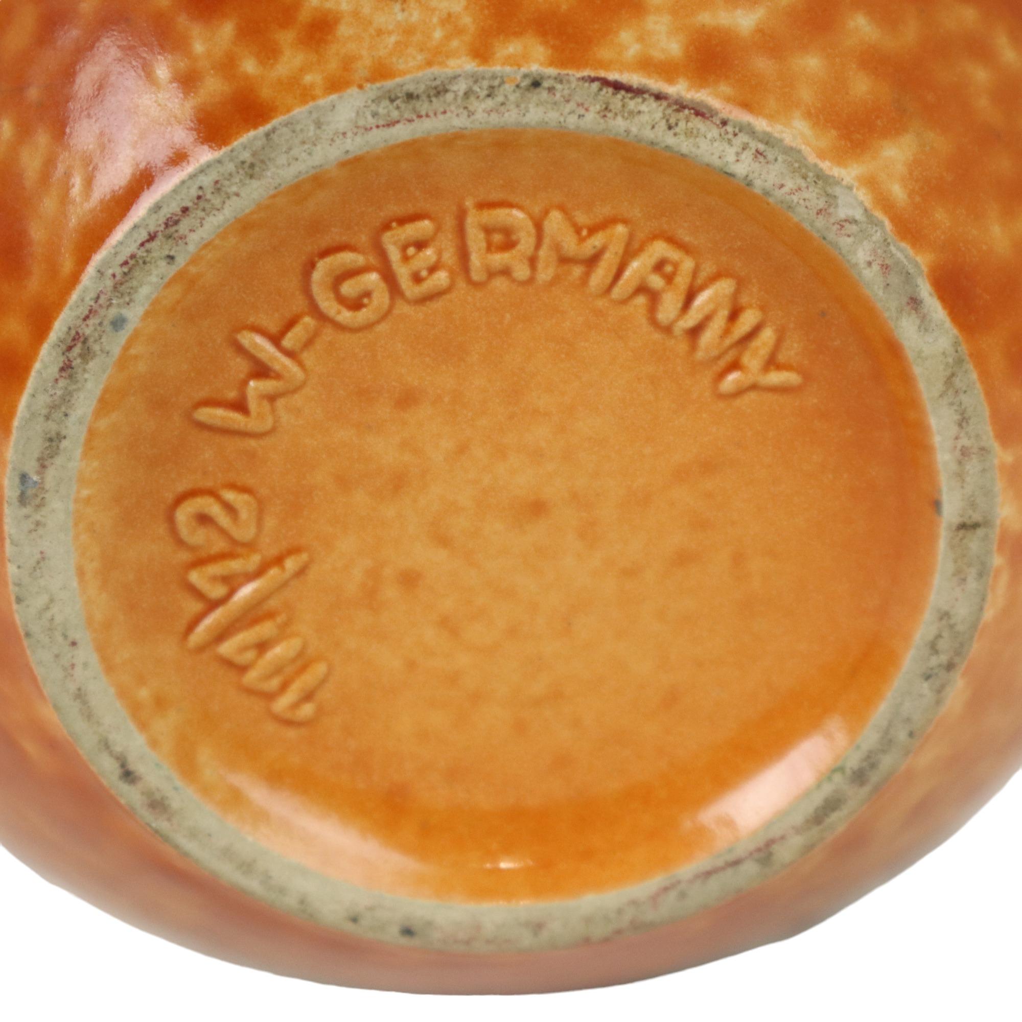 Vase orange et turquoise Jasba Keramik Allemagne de l'Ouest Poterie 111-12 en vente 1