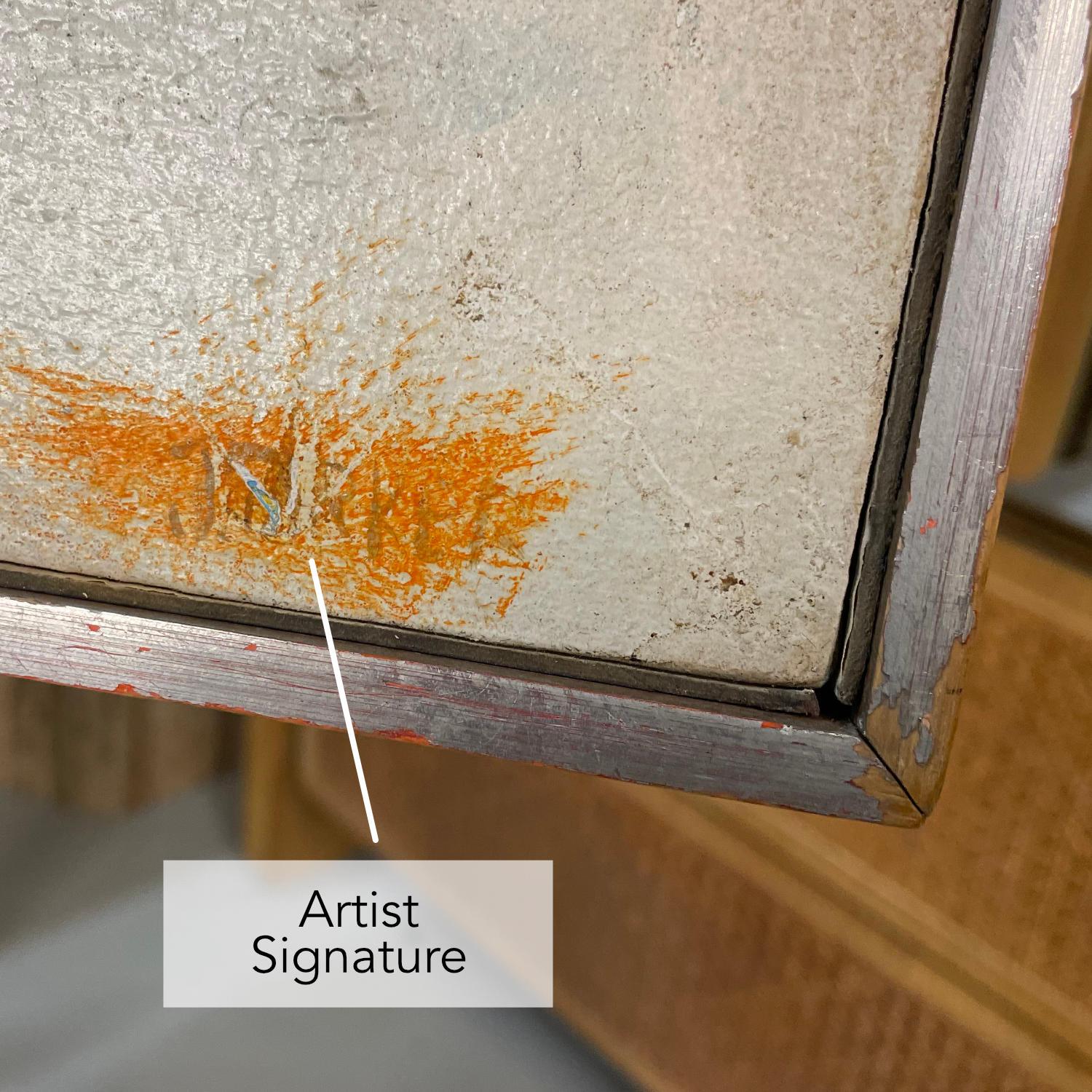 Quadro espressionista astratto arancione e bianco in vendita 2