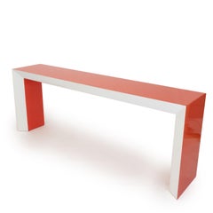Orange and White Beveled Waterfall Table