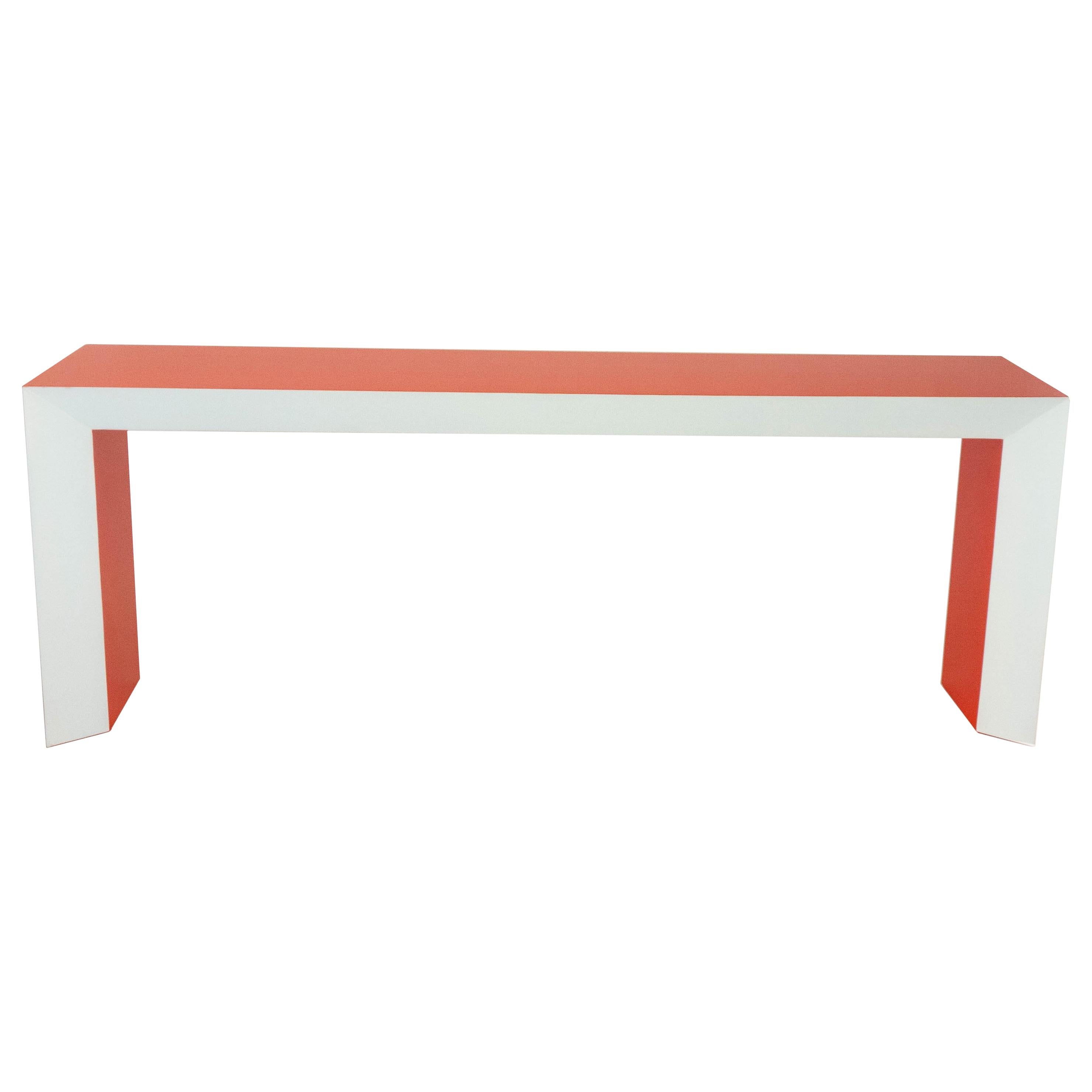 Orange and White Beveled Waterfall Table For Sale