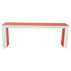 Orange and White Beveled Waterfall Table