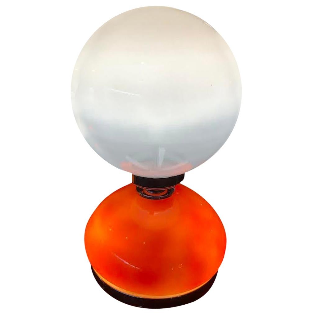 Orange and White Glass Table Lamp, 1970s For Sale