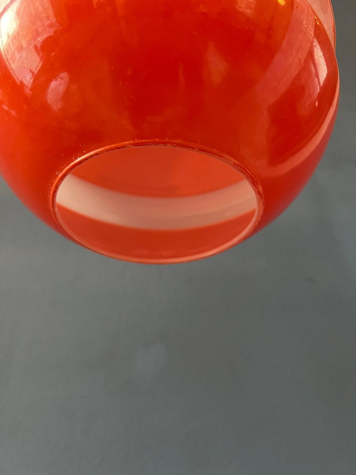 Orange and White Mid Century Peill & Putzler Glass Pendant Lamp, 1970s For Sale 6
