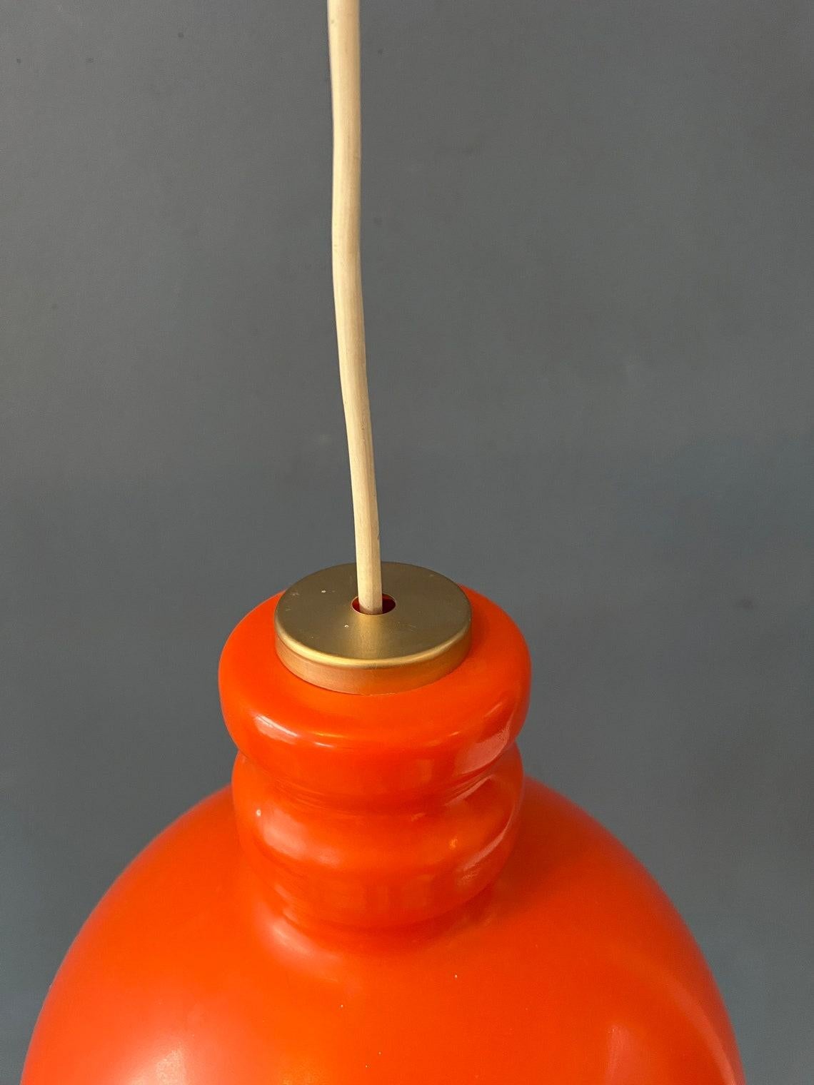 Orange and White Mid Century Peill & Putzler Glass Pendant Lamp, 1970s For Sale 5