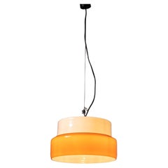 Orange and White Murano Glass Pendant Lamp by Vetreria Vistosi, Italy, 1960s