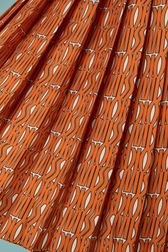 Orange and white silk pleated skirt with MISS DIOR print CHRISTIAN DIOR