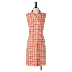 Orange and white Tweed sleeveless dress CHANEL