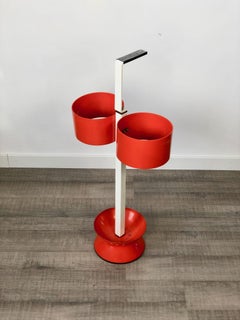 Orange and White Umbrella Stand in Metal, Italy, 1970s