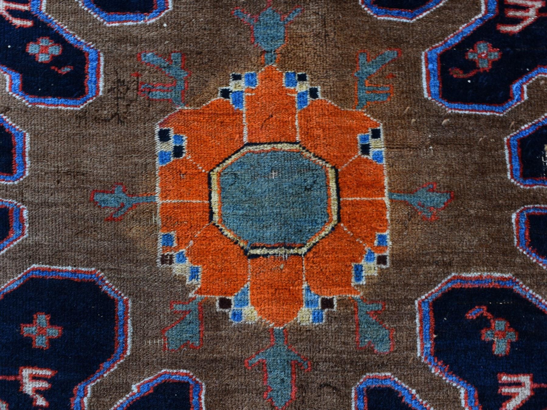 Orange Antique and Worn Persian Afshar Open Filed with Medallion Hand Knotted 2