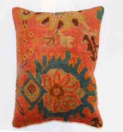 Orange Antique Oushak Rug Pillow