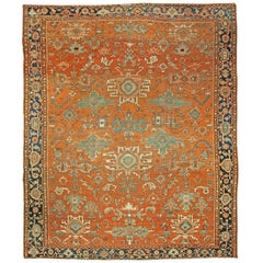 Orange Antique Persian Heriz Rug