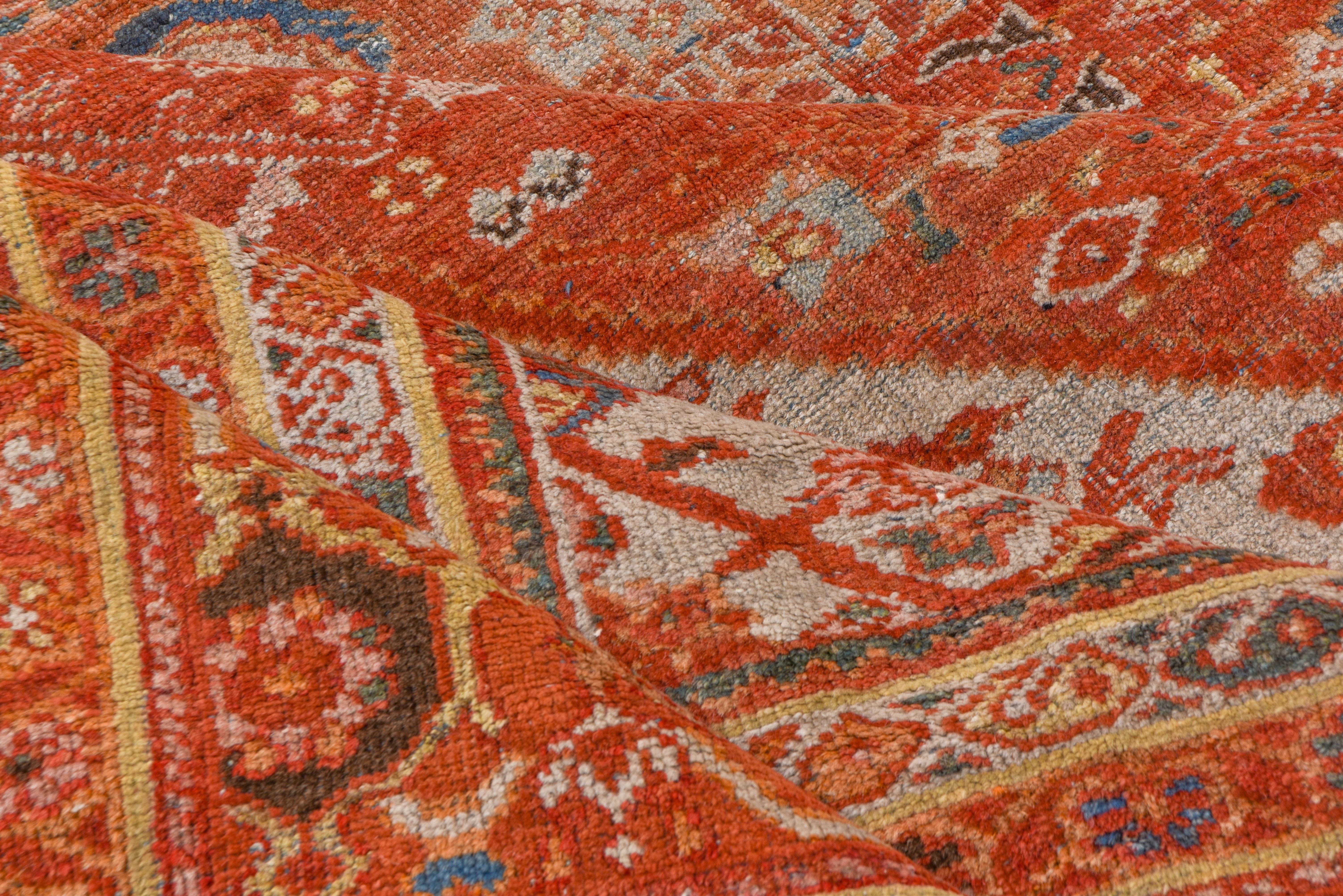 Orange Antique Persian Mahal Carpet, circa 1930s In Good Condition In New York, NY