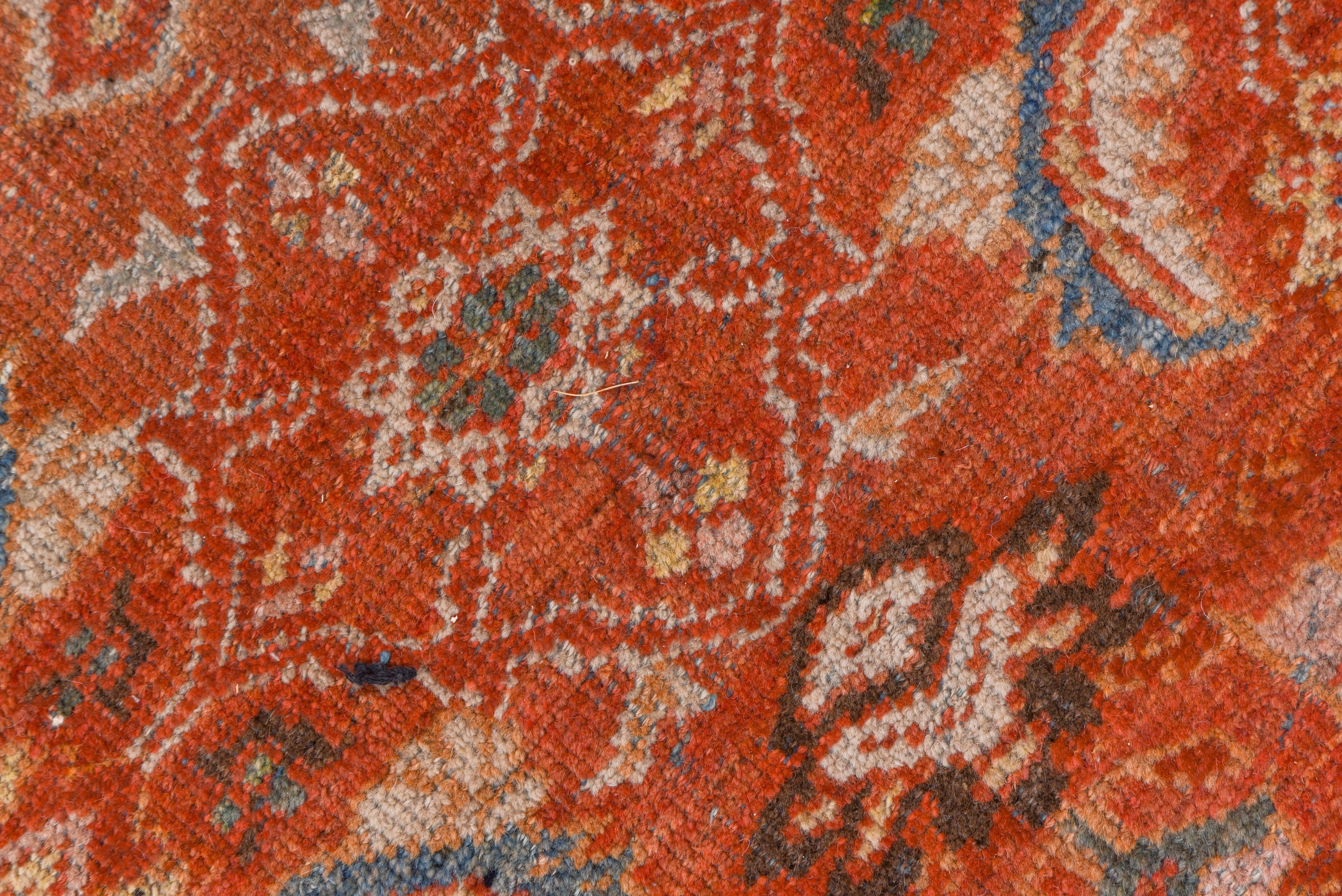 Wool Orange Antique Persian Mahal Carpet, circa 1930s