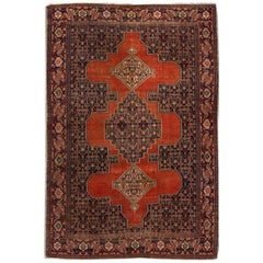 Orange Antique Senneh Handmade Wool Rug