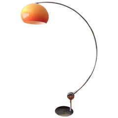 Orange Arc Floor Lamp Guzzini Italy Midcentury
