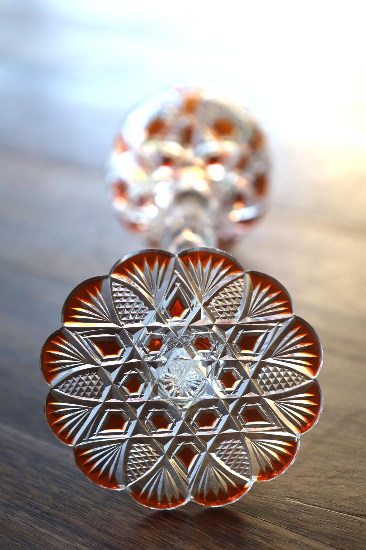 Art Nouveau Bicchiere da acqua Baccarat arancione in vendita